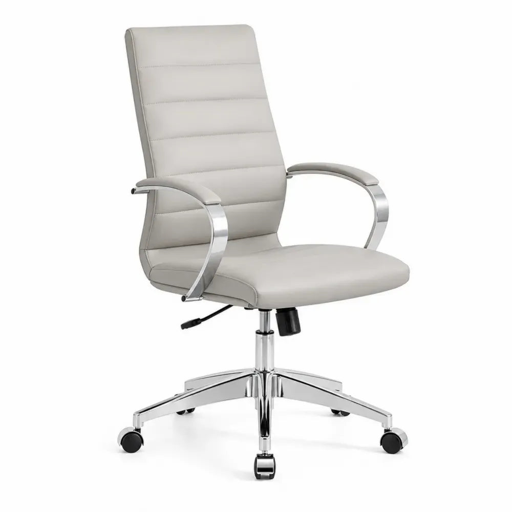 Bürostuhl mit Armlehnen und Rollen 58 x 62 x 103-113 cm PU-Kunstleder verchromter Stahl Grau Silberfarben Schwarz