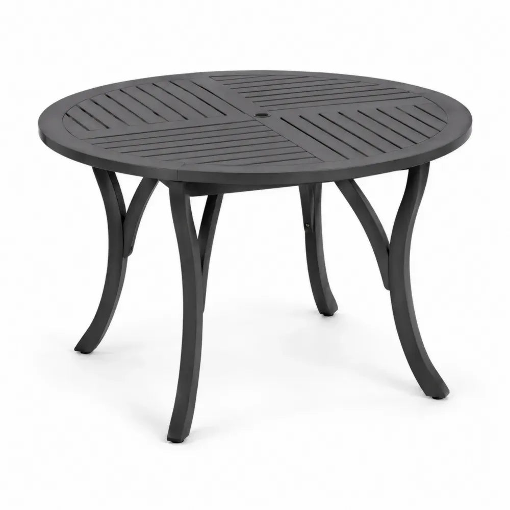 Gartentisch rund mit Schirmloch Aluminium pulverbeschichtet Anthrazit Schwarz Ø 120 x 74 cm