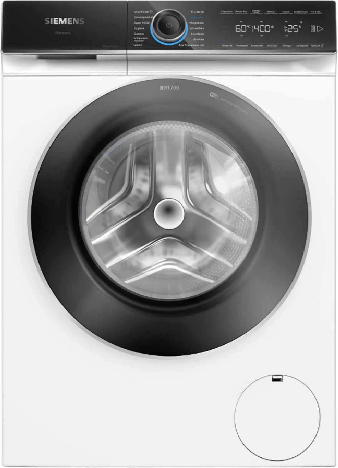 Siemens Waschmaschine WG44B2A40 iQ700 1400, UpM, i-Dos Intelligente Waschmittel-Dosierung, Schneller Waschen, Home Connect, Weiß, Gewicht 9 kg
