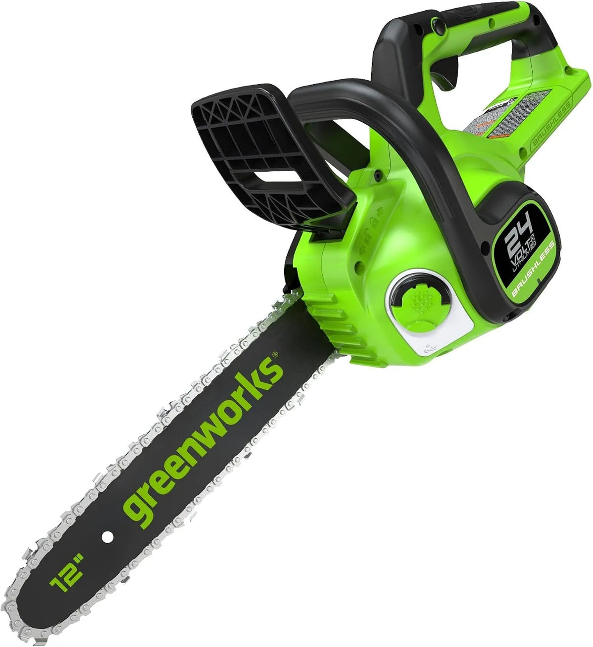 Greenworks Modell, Akku Kettensäge mit bürstenlosem Motor GD24CS30, 30 cm Blattlänge, 7,8 m, Rückschlagschutz OHNE 24V Akku & Ladegerät, 3 Jahre