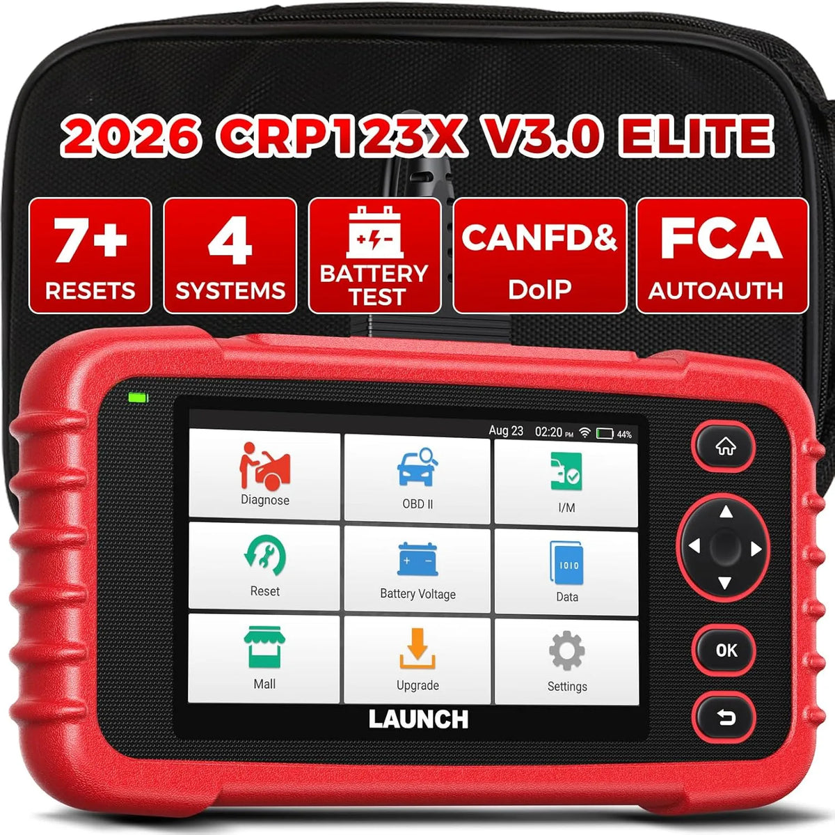 Modell Diagnosegerät Profi Scanner für alle Autos & Marken CRP123X V3.0 OBD2 LAUNCH, 4-System-Diagnose mit Reset: EPB DPF Öl-Service, SAS
