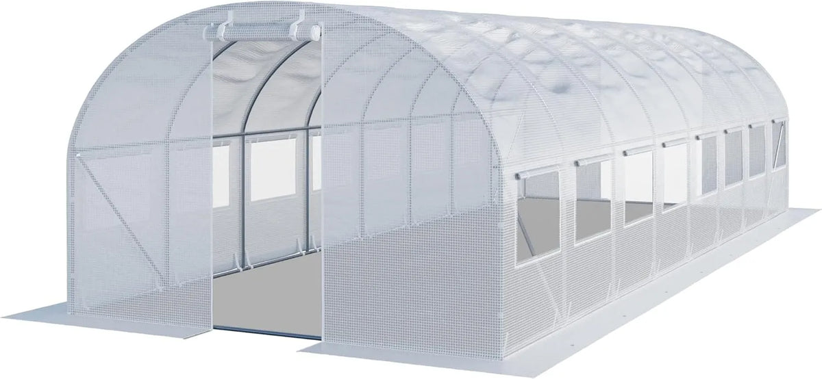 Gewächshaus TOOLPORT Foliengewächshaus, 4x8m stabil & langlebig mit Fenster, reißfeste PE Plane 180g, m² weiß transparent