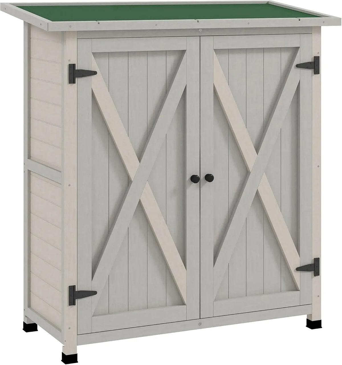 Geräteschuppen Outsunny, wetterfest 110 x 55 x 117 cm, Gartenschrank Holz, Gerätehaus mit Tür, Pultdach, Ablagen, Geräteschrank