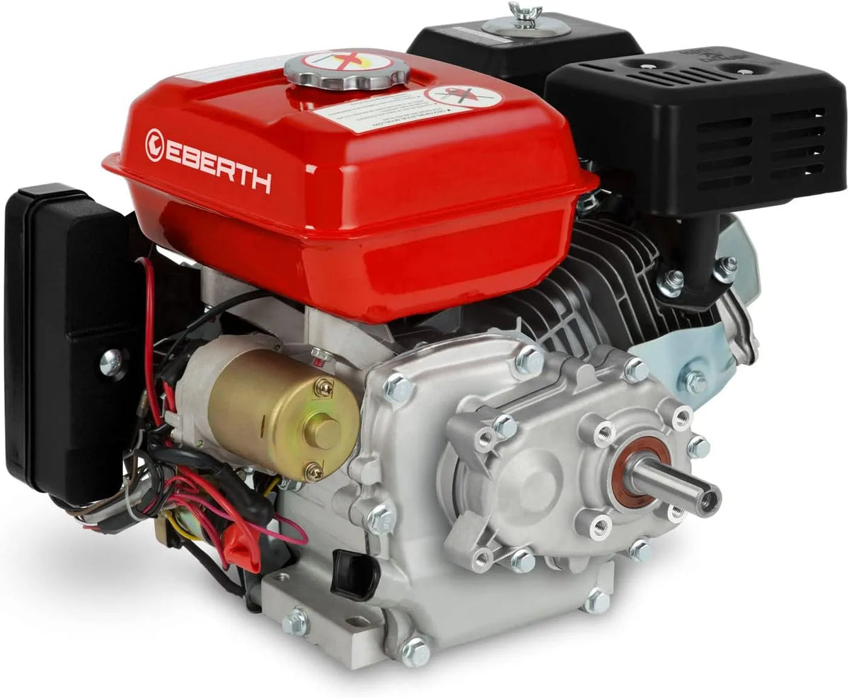 4-Takt, EBERTH 6,5 PS 4,8 kW Benzinmotor Standmotor Kartmotor, mit Reduktionsgetriebe 2:1, E-Start, 19,05 mm Ø Welle, 1 Zylinder, 196 CCM