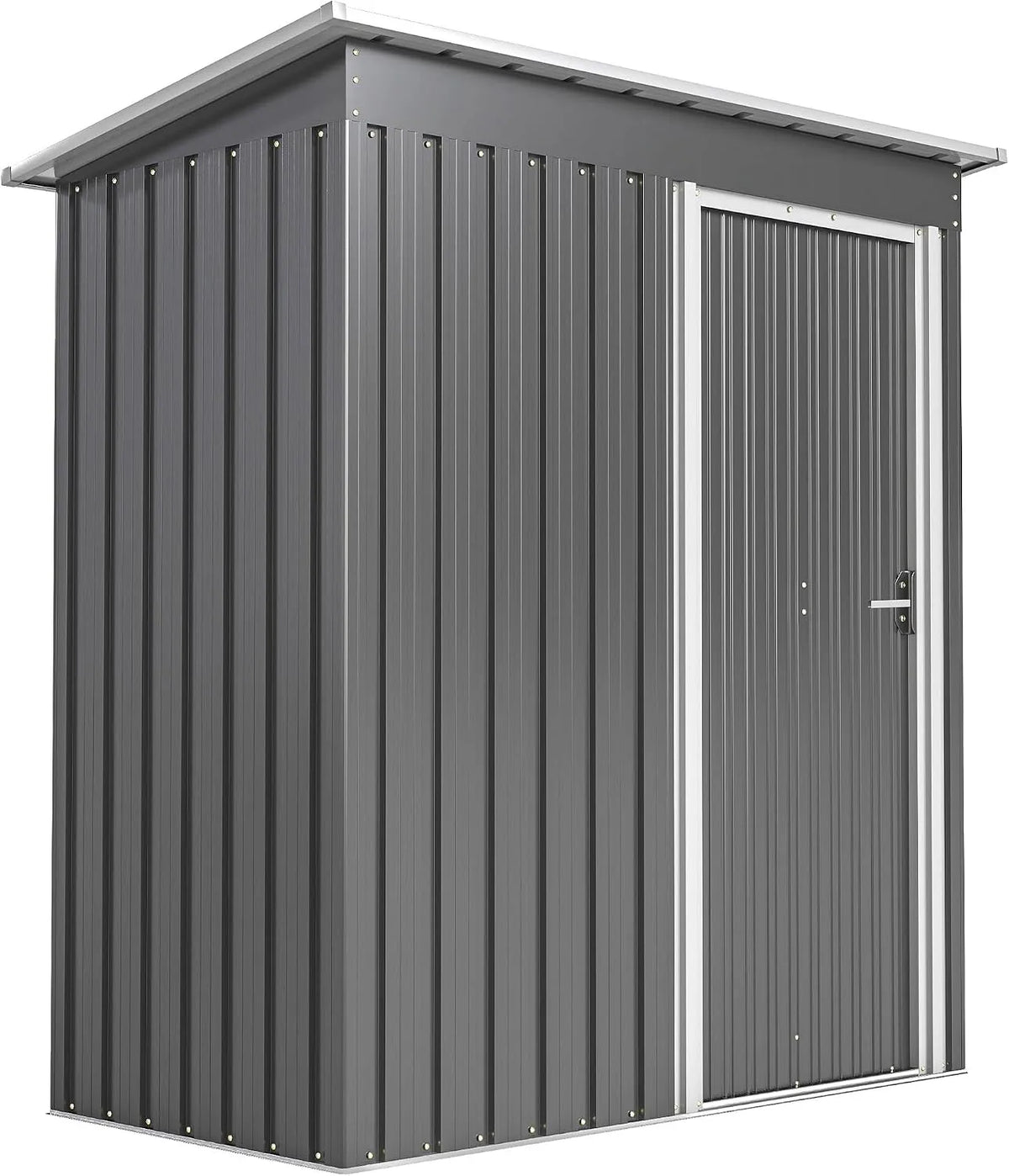 Gartenhaus Outsunny, mit geneigtem Dach und abschließbarer Schiebetür, 1,16 m² aus verzinktem Stahl, Maße 163 x 89 x 182 cm, hellgrau, Geräteschuppen