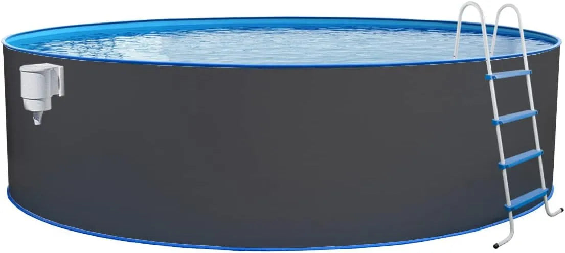 Pool, Ø 350 x 120 cm, Runder in Grau für bis zu 10.400 l Wasserinhalt, 011101G, STEINBACH Stahlwandpool Set Nuovo