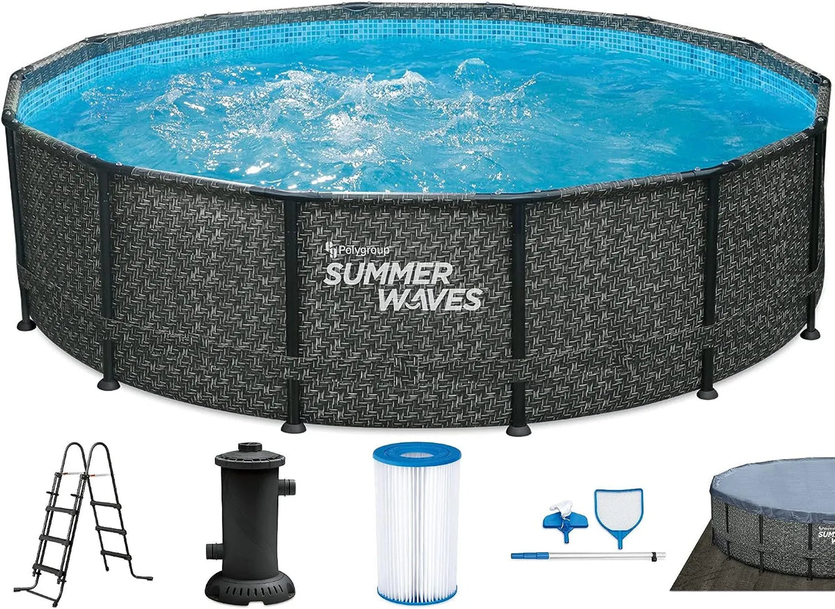 Pool, Summer Waves Frame Elite Dark Herringbone 427 x 107 cm