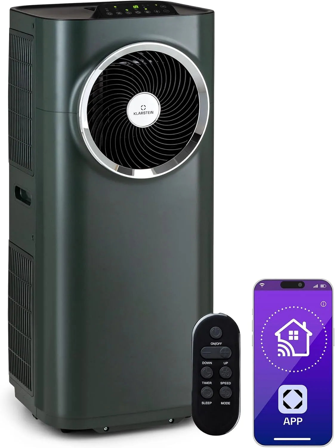 Klarstein Klimaanlage, Kraftwerk Eco Smart 11 Mobiles Klimagerät, 11500 BTU, Leise 50 dB, 35-59 m², 3-in-1, WiFi & App-Steuerung, A+ Effizienz