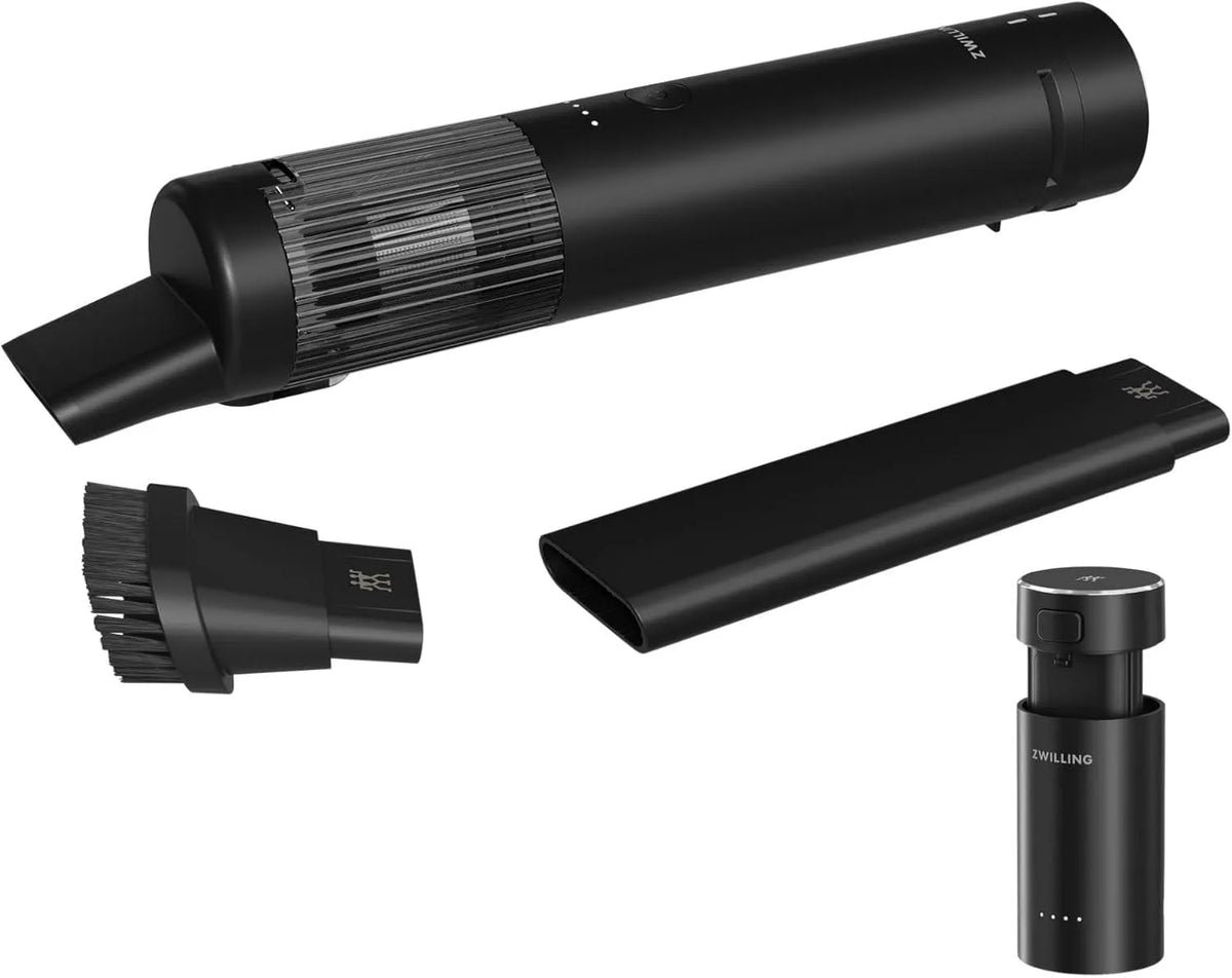 Staubsauger ZWILLING XTEND Kabelloser, Starterset akkubetrieben & Ladestation, 60 Watt, Dual-Filter-System, in Schwarz, Tischstaubsauger