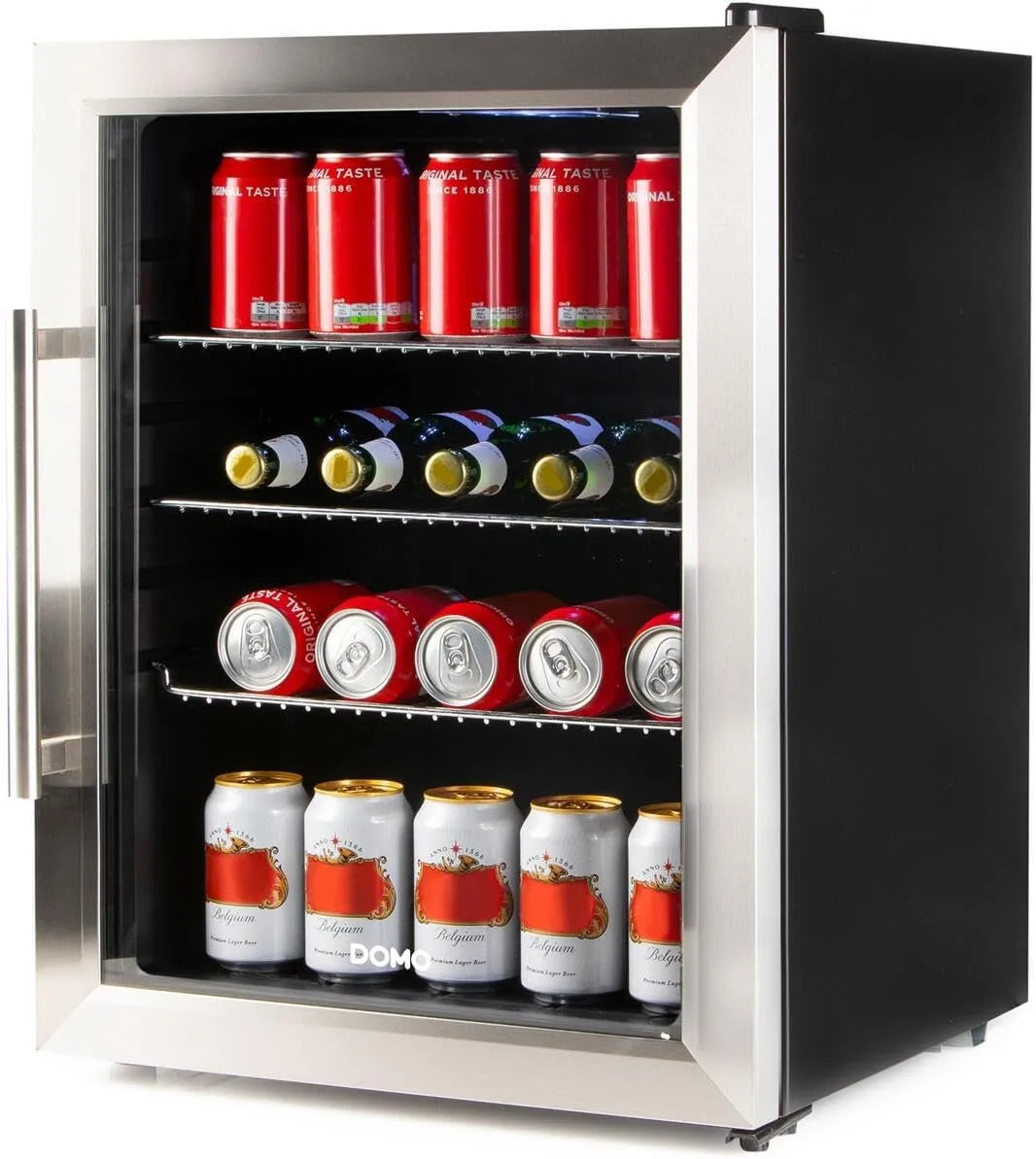 Kühlschrank DO91609BK DOMO Party, DOMO Party EEK: D, Fassungsvermögen 60l Standgerät in Schwarz, Edelstahl, gebürstet