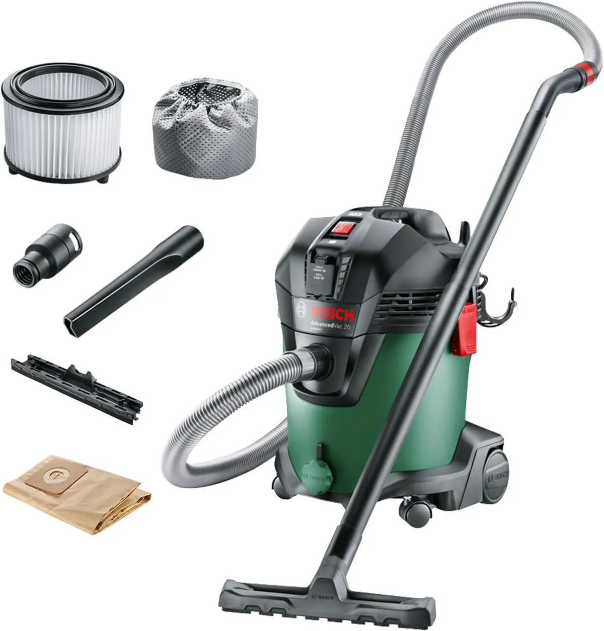 Bosch Staubsauger, Nass- und Trocken AdvancedVac 20, 1200 Watt, Fassungsvermögen 20 Liter Behältervolumen, in Karton