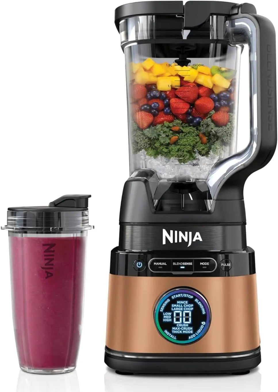 Ninja Modell TB301EUCP, Leistung 1200W Mixer mit Krug, Gemüse hacken & Frozen Drinks mixen, in Schwarz, Smoothies mixen, Kupfer