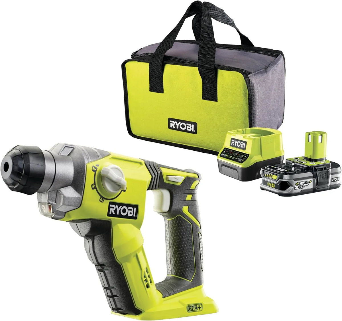 Ryobi Modell 16/16/13mm 18 V RYOBI 18 V R18SDS-125S, Schlagenergie 1.3 J, Max. Bohrdurchmesser in Holz, Mauerwerk