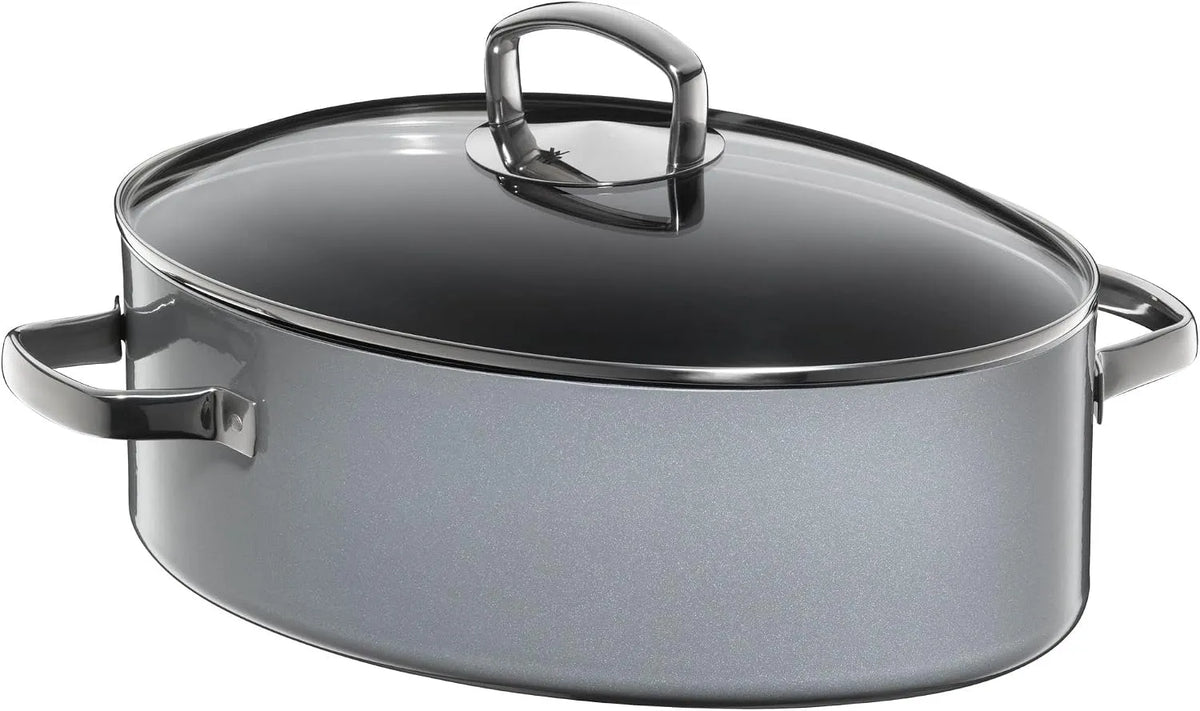 WMF Backofen 0515885290, 30 Jahre, s Braten, Kratzfest, Backofengeeignet, Platinum, Fusiontec Mineral Bräter 36 cm, ovale Form, Einfache Reinigung