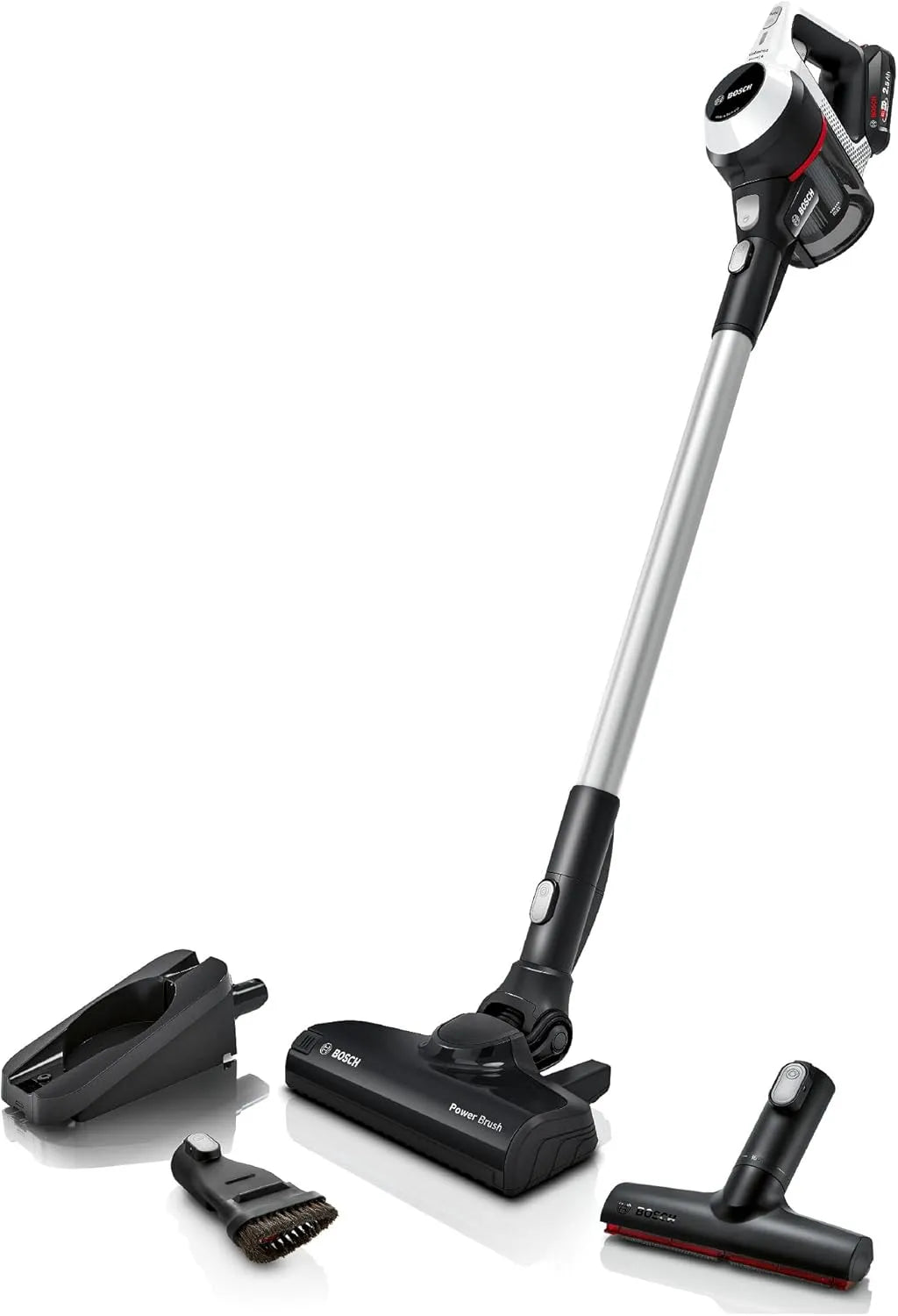 Bosch Akku-Staubsauger BCS611AM, 10 Jahre Motor, kabelloser Handstaubsauger, leicht, Lange Laufzeit, weiß, Unlimited 6, Hygiene-Filter, beutellos