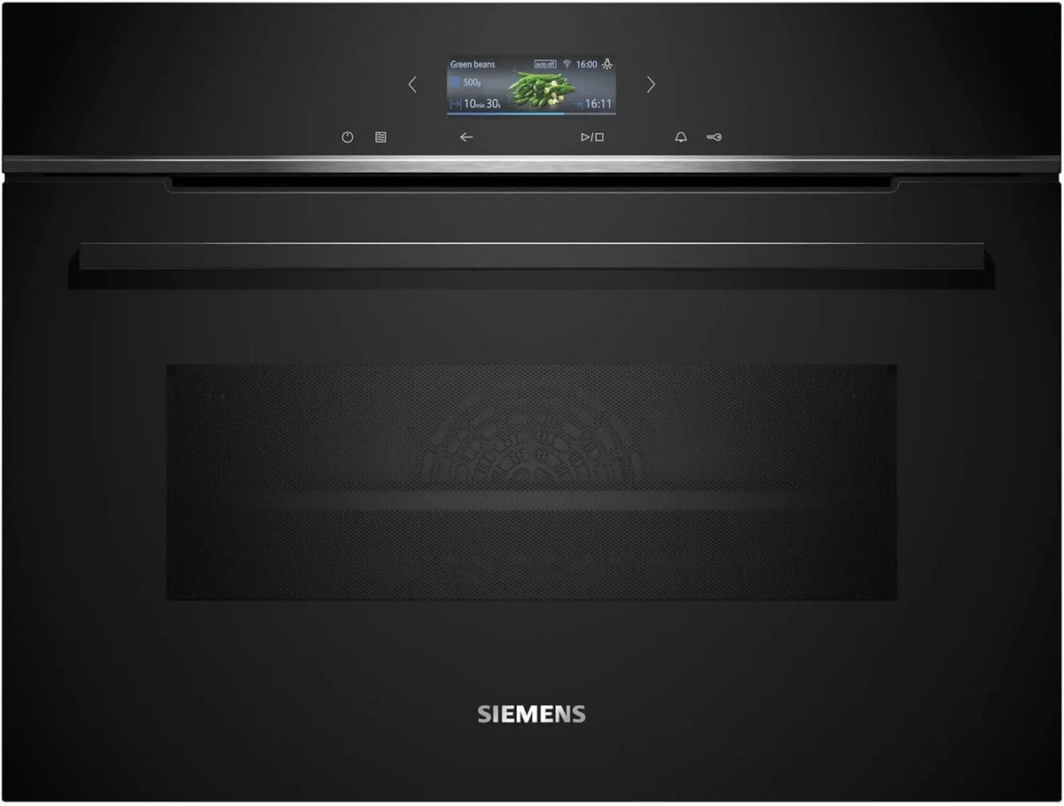 Siemens Backofen CM724G1B1 iQ700, Leistung 900 W, Made in Germany, Air Fry, Teleskopauszug, in Schwarz, Maße 60 x 45 cm, Hydrolyse
