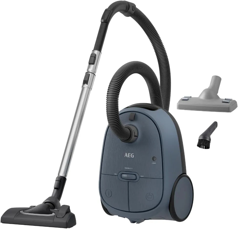 AEG Staubsauger CLEAN 6000 AB61C2DB, Leistung 850 W, 50% Recyclingkunststoff, 12 m Kabel, mit Beutel, Hohe Saugleistung, inklusive. Zusatzdüsen, Blau