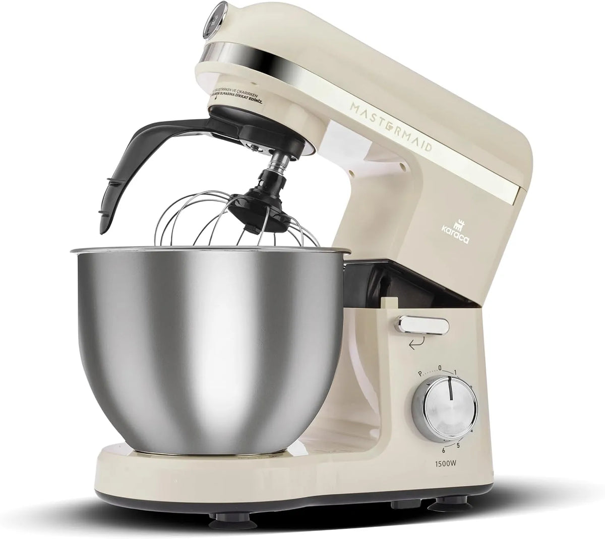 Karaca, Fassungsvermögen 5 L Mixer, Glänzend Cream, Geschwindigkeitseinstellung, Verquirlen, Leistung 1500W, Food Processor, Knethaken