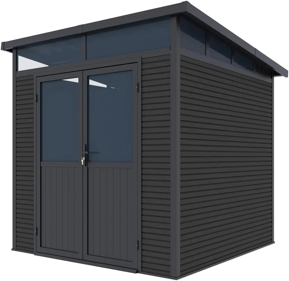 Gartenhaus, WPC-Wände und verzinktes Stahldach, geräumiges Gerätehaus für Garten, Maße 218x218x226 cm, Anthrazit