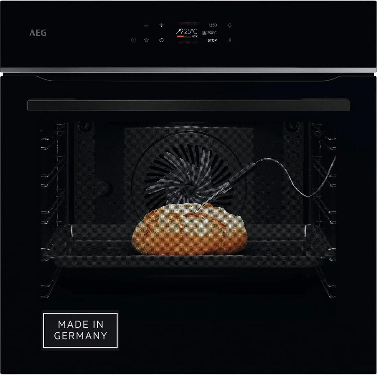 AEG Backofen TE7PB62WAB, Wifi Einbaubackofen, Pyrolyse Selbstreinigung, in Schwarz, Serie 7 TFT-Full-Touch-Farbdisplay mit Kochassistent