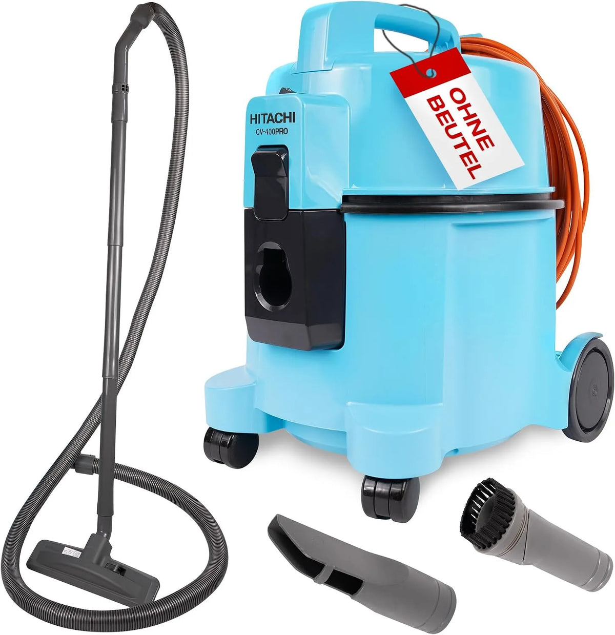 Staubsauger CV-400 HITACHI, leise 74 dB, Profi Bodenstaubsauger 880W, Beutellos, Gewerbesauger für Haushalt & Industrie, PRO mit HEPA Filter 7,5L