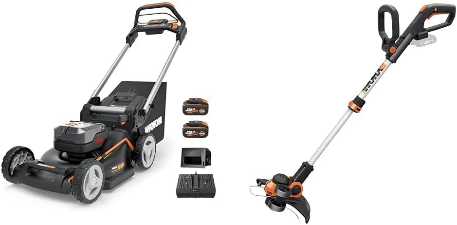 Worx Rasenmäher WG749E 2x20V WG163E.9, Akku 40V, & Akku Rasentrimmer 20V