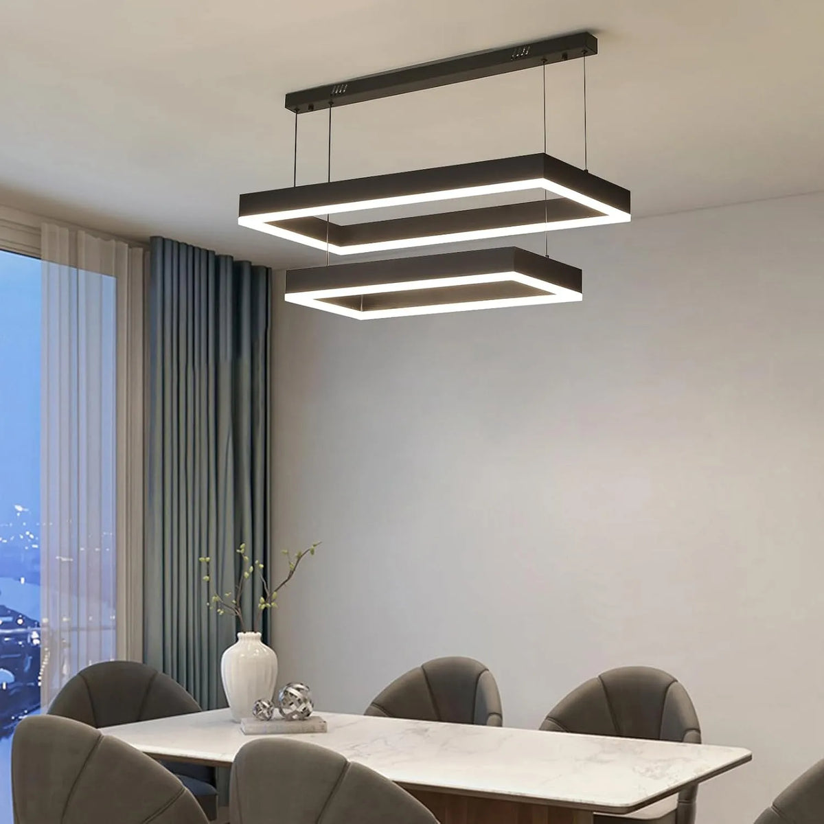 LED Pendelleuchte Modell 3000K 40+60CM Mikeru Moderne, 6000K, Memory-Funktion & Kronleuchter für Küche Indoor, 4500K