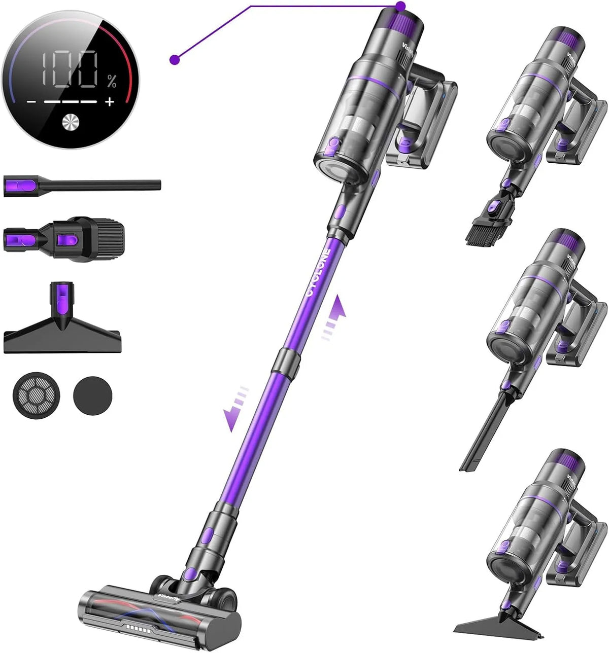 Staubsauger V15s Vistefly Max Akku, Vistefly Max Akku Kabellos 55000Pa 75 Minuten, Leistung 580W Kabelloser AkkuStaubsauger