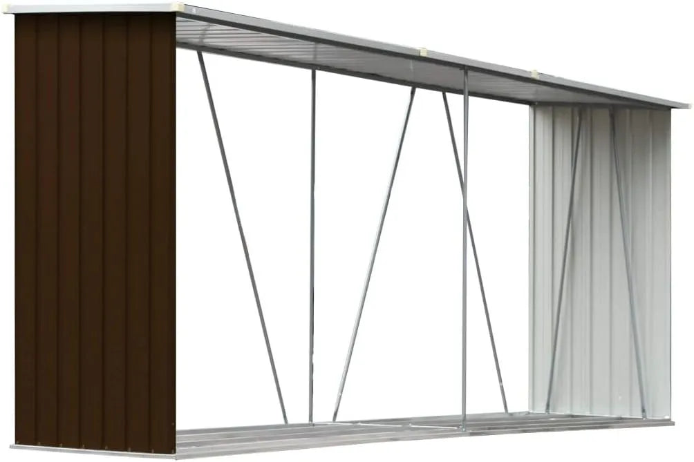 Braun Gecheer Kaminholzständer Holzlager Kaminholzunterstand Brennholzregal verzinktem Stahl 330x84x152 cm, Maße 330x84x152