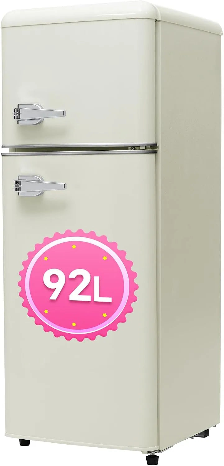 Kühlschrank Retro, 41 cm Breit, 181 kWh, Zweitürig, Fassungsvermögen 92 Liter 105.5 cm Hoch, Fassungsvermögen 28 Liter Gefriervolumen, Jah