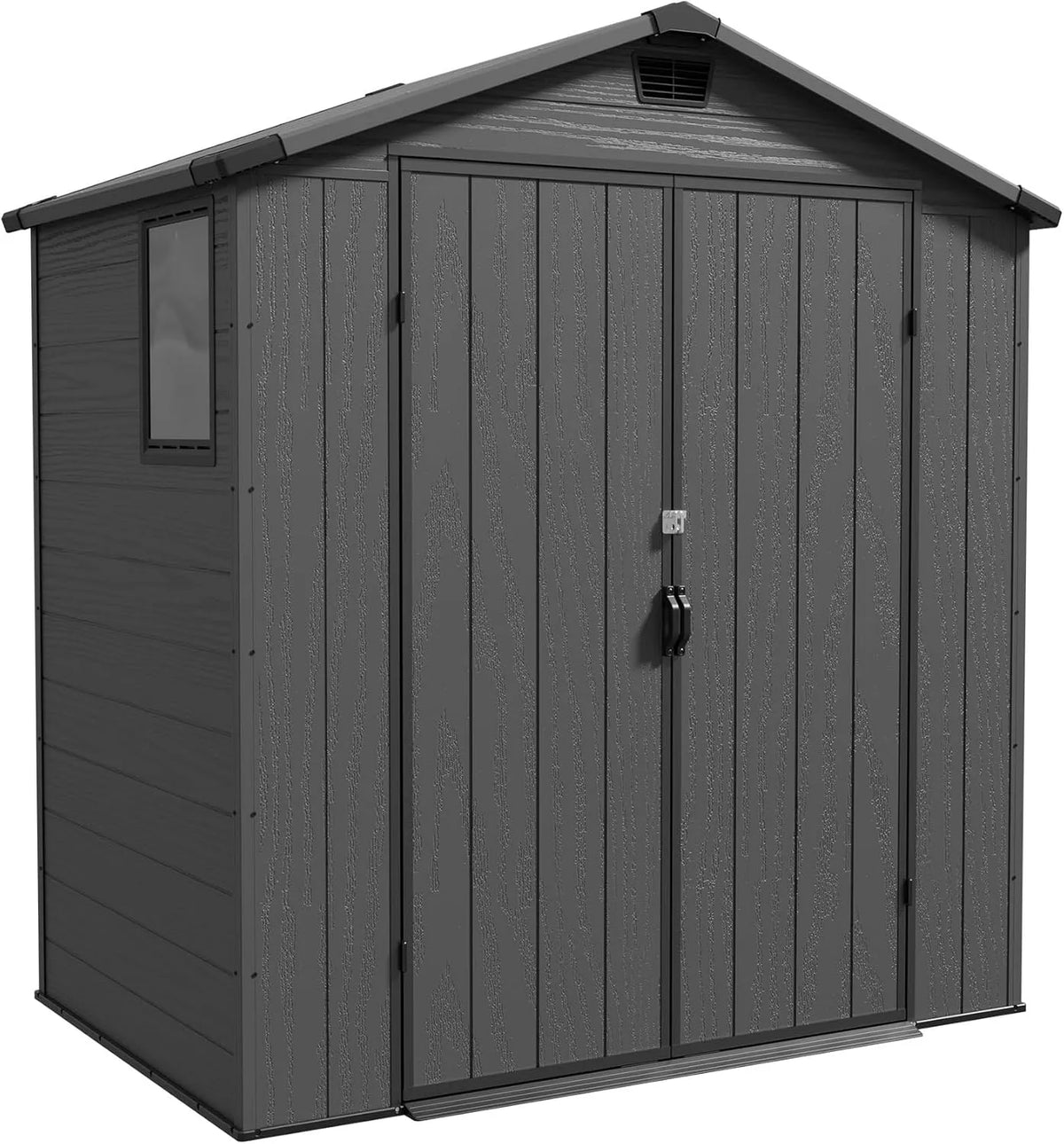 Gartenhaus, 6x4 Kunststoff, 185x121x210 cm Kunststoff Gerätehaus mit Boden, Fahrradschuppen mit Abschließbar Tür, Geräteschuppen, Rasen und Garten