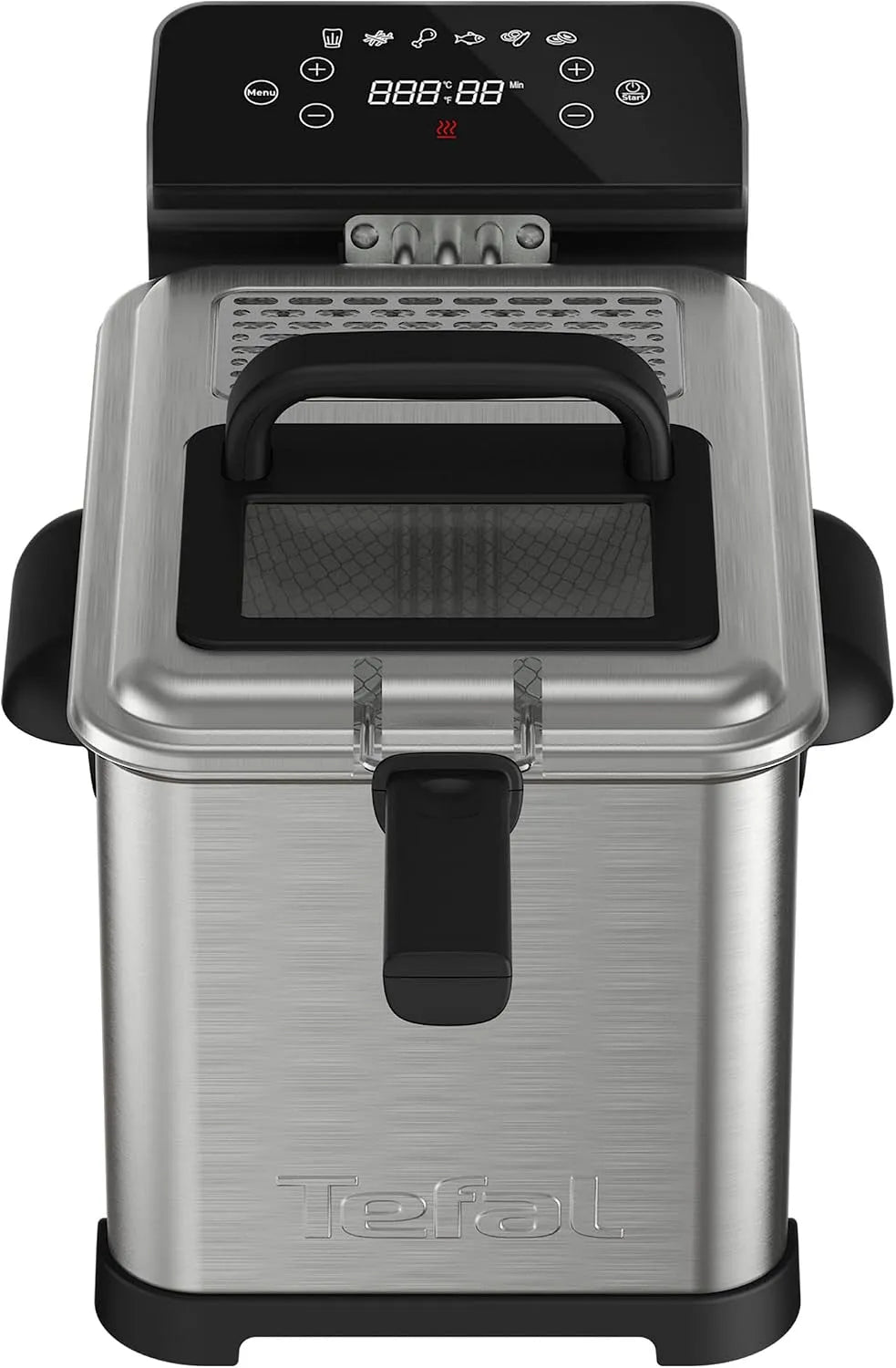 Tefal Modell FR507D, Family Pro Digital Elektrische Fritteuse, spülmaschinenfeste Teile, Edelstahl, 4 L Öl-Kapazität, Kühlzonen-Technologie