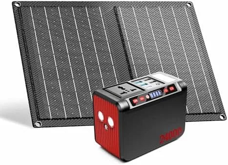 88Wh tragbar Powerstation + 21W Faltbares Solarpanel Set QC3.0, Leistung 80W, Notfälle, Wandern, Stromausfälle