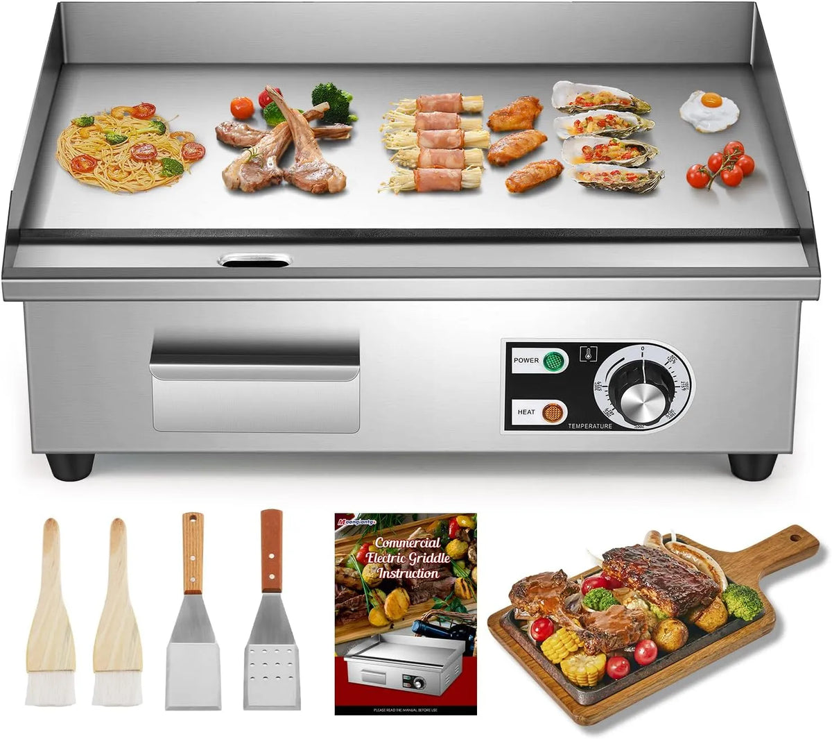 Grill, 0-300℃, Anti-Haft Teppanyaki für Restaurants, Moongiantgo 22' Kommerzielle Elektrische Grillplatte 3000W, Küchen