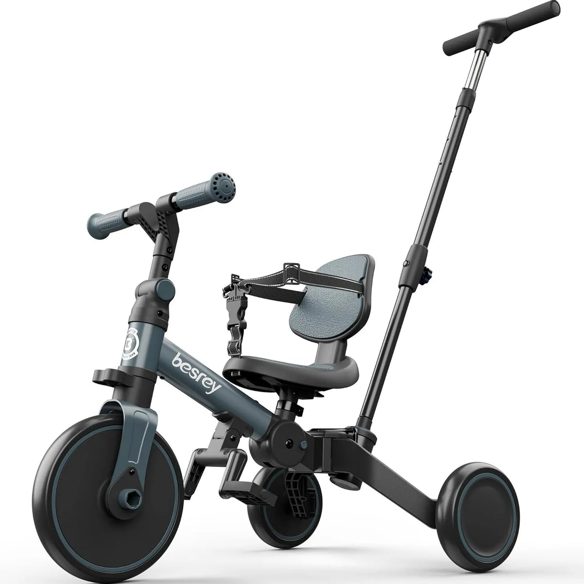 Fahrrad, besrey Kleinkinderfahrrad, Kleinkinderdreirad mit abnehmbaren Pedalen, faltbares Kinder-Schiebedreirad, höhenverstellbarer Sitz