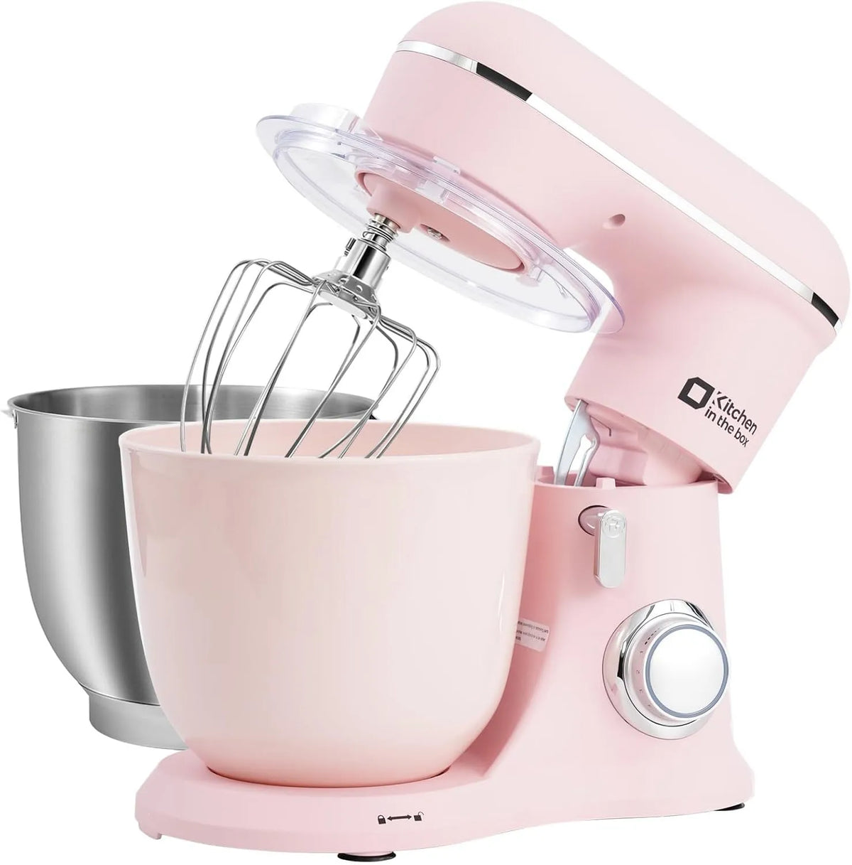 Küchenmaschine 10+P, Kitchen in the box, Fassungsvermögen 4,5 L & 5 L Knetmaschine, Leistung 1300 W, Rührhaken und Schneebesen, Rosa