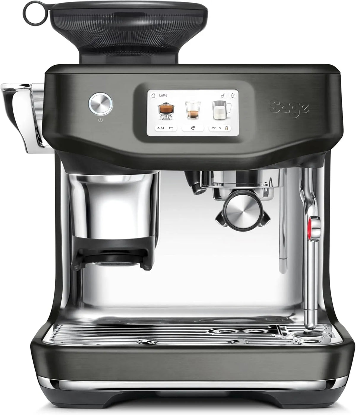 Sage Kaffeemaschine, The Barista Touch Impress, Intelligente Dosierung, Schwarzer Edelstahl, integriertem Mahlwerk & Cold Brew-Funktion