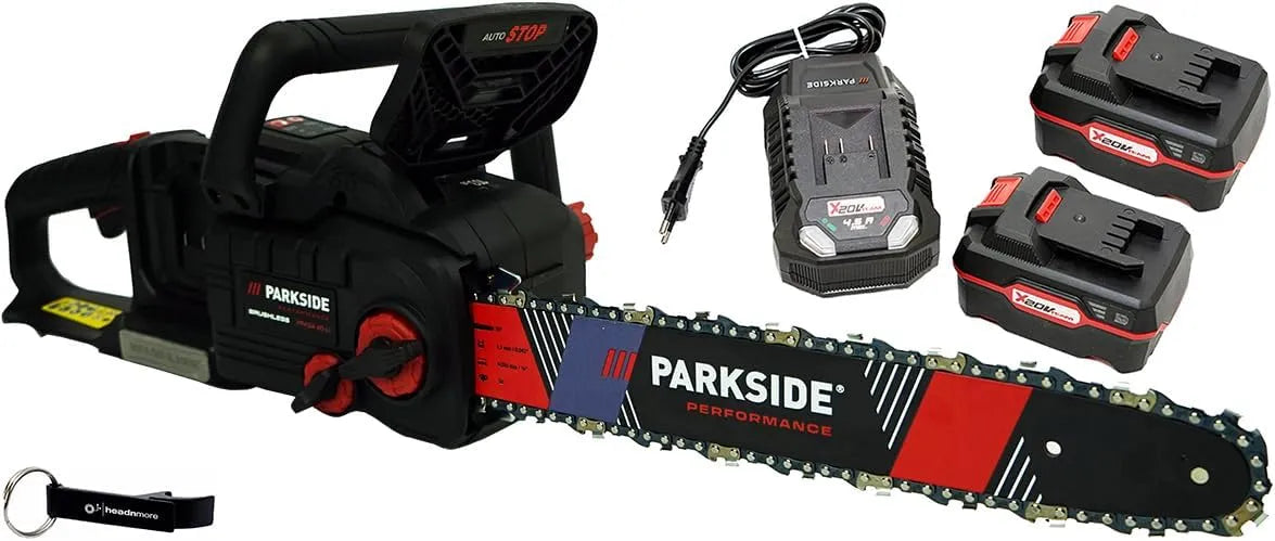 Parkside Modell PPKSA 40 2x4ah, PERFORMANCE 40V Akku Kettensäge -Li B2, inklusive. Akkus, HEADNMORE Bundle, +Schlüsselanhänger