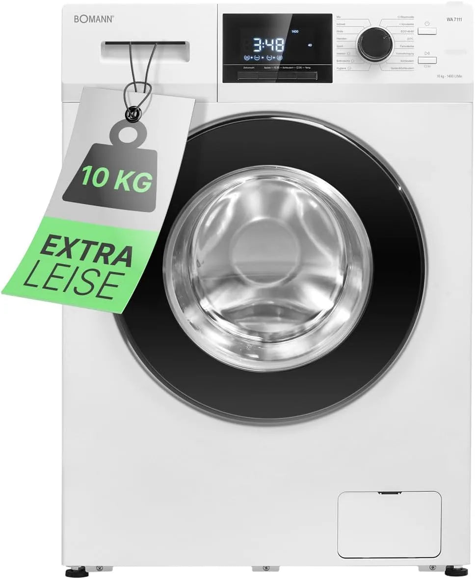 Bomann Waschmaschine 1400 WA 7111, Gewicht 10kg, 16 Betriebsprogramme, max. U, Washing Machine, Bürstenloser DC-Motor: effizient, min, Endzeitvorwahl