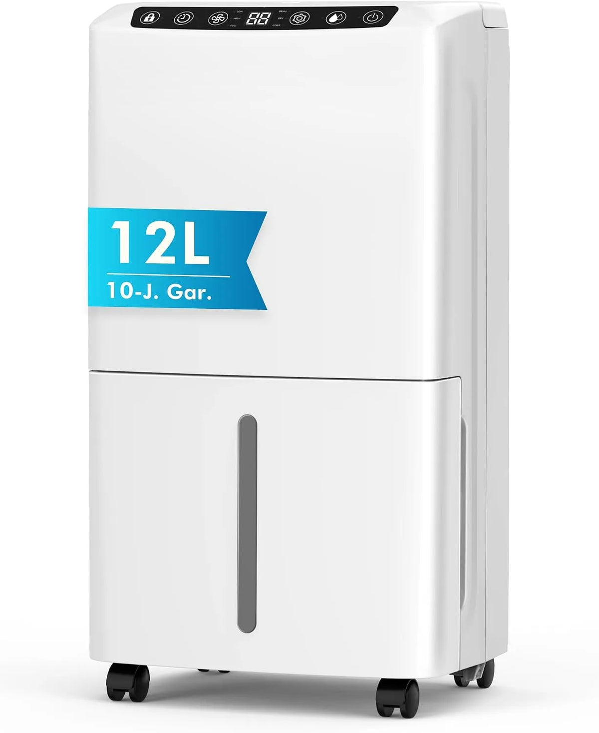 Luftentfeuchter 24H, Elektrisch 12L, Smart-Modus, 1m Ablaufschlauch, Entfeuchter Wohnung für 120 m³, 10 J. Gar., Automatische Feuchtigkeitskontrolle