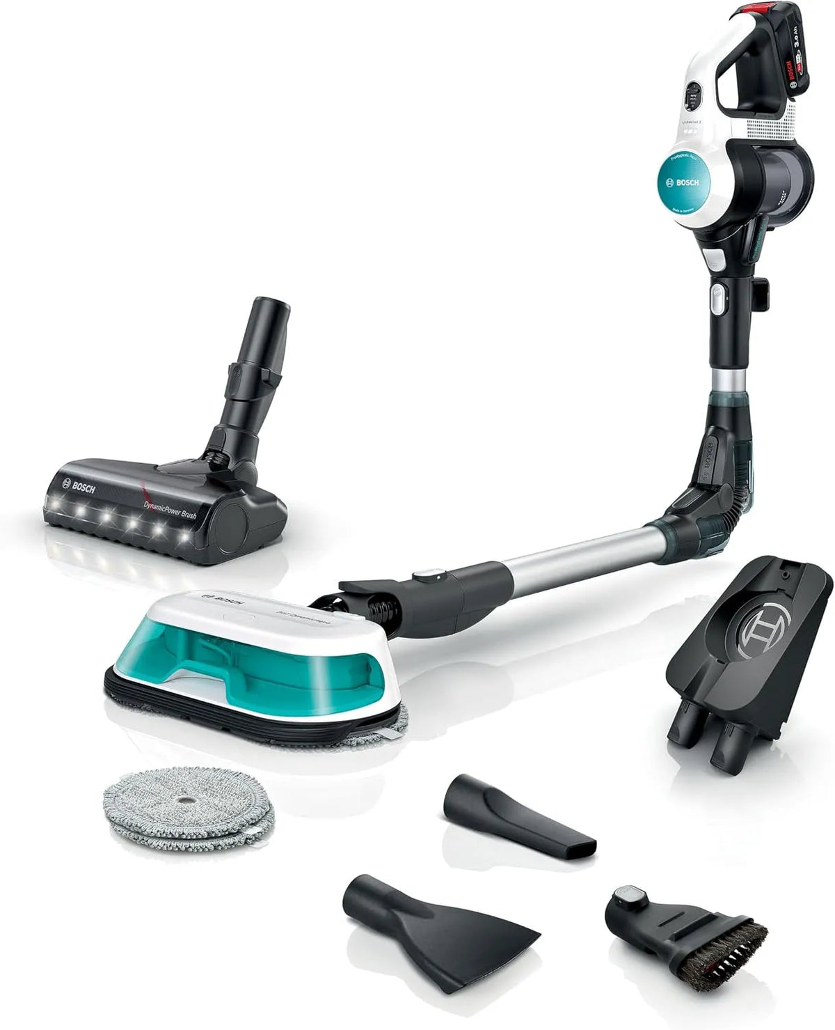 Bosch Staubsauger BCS71HYG2, Unlimited 7 ProHygienic Aqua Kabelloser, 2-in-1 DynamicAqua Bürste, konventionelle Bürste, weiß