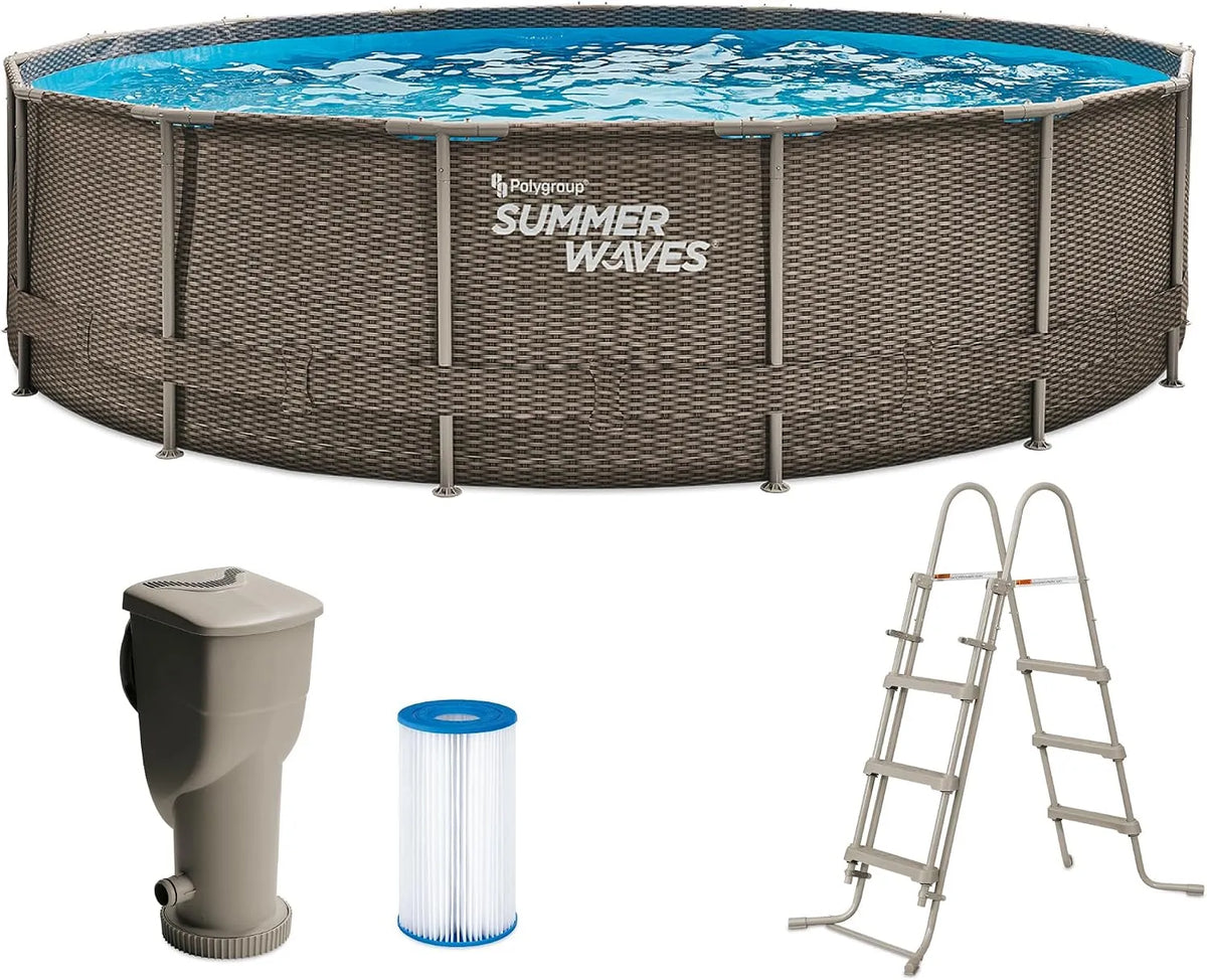 Braun Pool, Summer Waves Rundpool Active Frame Swimmingpool Ø 457 x 106 cm