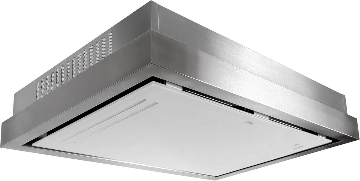Dunstabzugshaube IS 90 WH, EBM Motor 1000 m³/h, Ionisierung, Fernbedienung, Deckenhaube GCH C 343 PRIME Einbau Umluft 90 cm, Edelstahl Umlufthaube