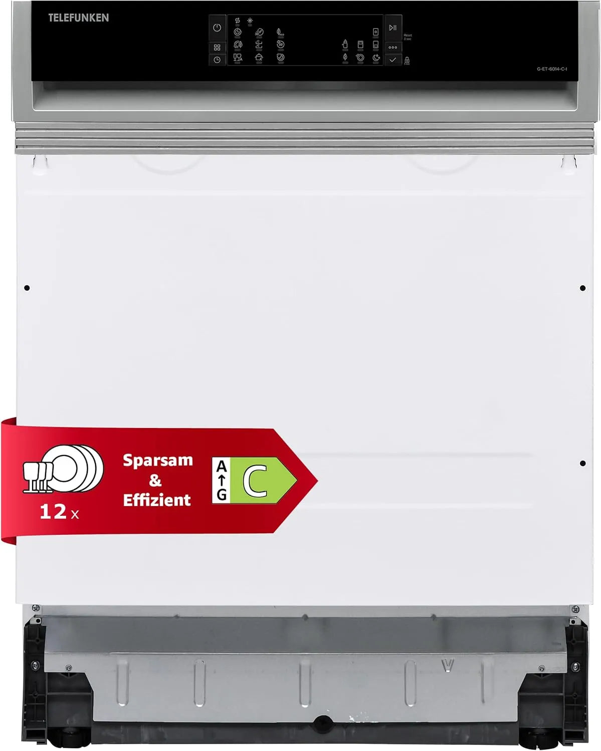 Telefunken Geschirrspüler G-ET-6014-C-I, leise 44 dB, 9 Betriebsprogramme, AquaStop, Auto-Door, Einbauspülmaschine 60 cm, 12 Maßgedecke