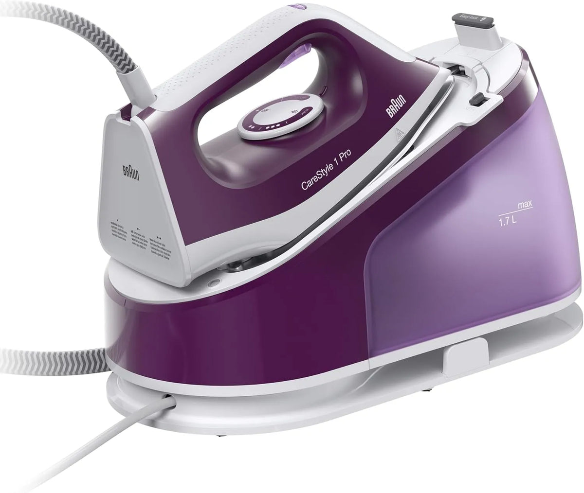 Braun Modell, CareStyle 1 Pro VI Dampfbügelstation IS1514, 6 bar, Fassungsvermögen 1,7L Wassertank, Leistung 2200W, Vertikaldampf, Violett, 120 g