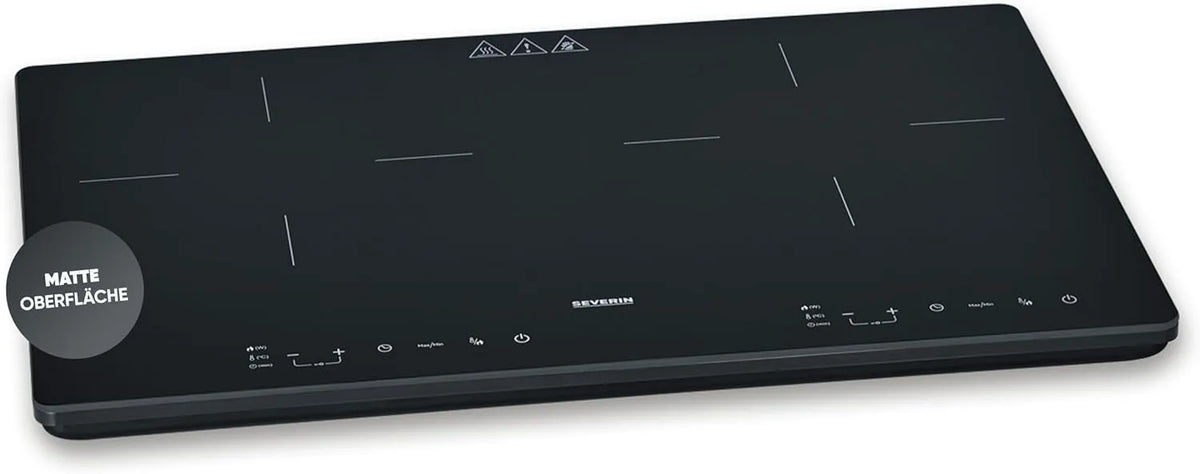 Severin Kochfeld DK 1033, Doppel-Induktionskochplatte 2 Platten, Fassungsvermögen 10 Leistungsstufen, Leistung 3.400W, matt, Touch-Display, Glas