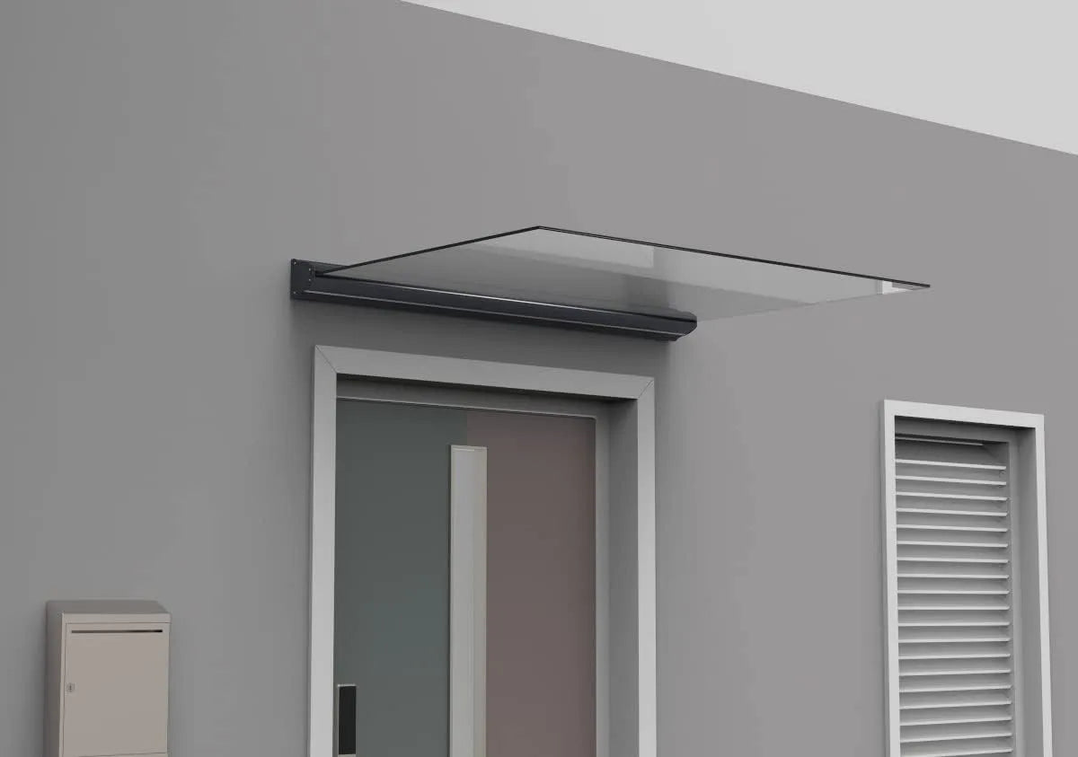 Modell Vordach Hochwertige Haustür Überdachung Glasvordach Haustürvordach freitragend Aluminium B1400 SCHARTEC Glas