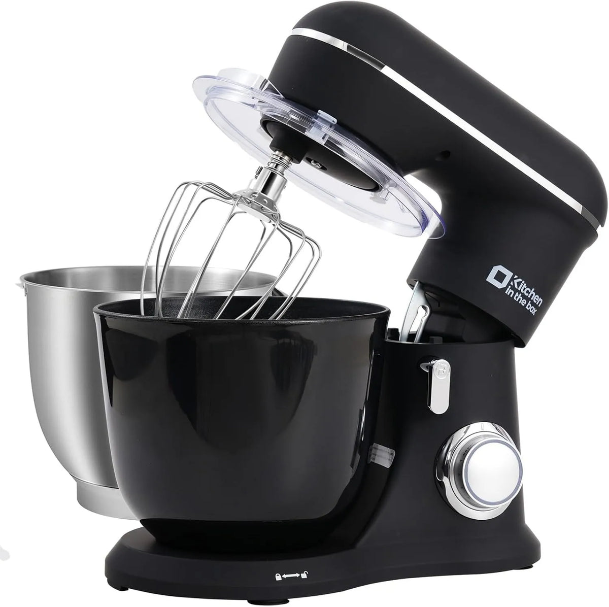Küchenmaschine 10+P, Leistung 1300 W, Geschwindigkeits Teigmaschine mit Knethaken, in Schwarz, Fassungsvermögen 4,5 L & 5 L Knetmaschine