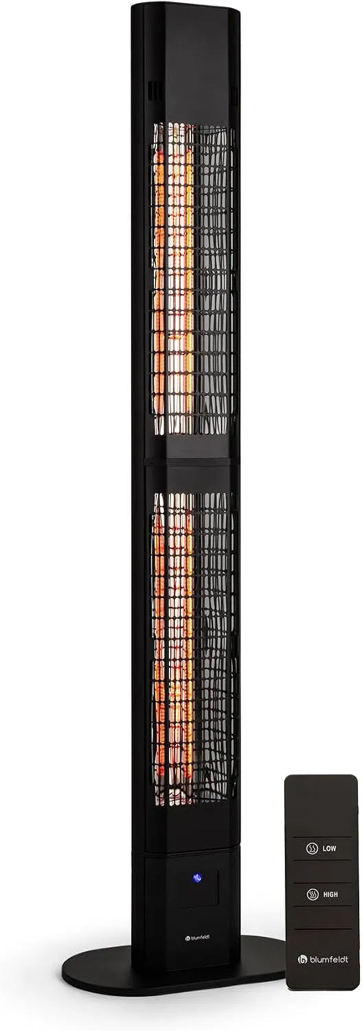 Modell Guru IP54 blumfeldt Heat, Infrarotstrahler 3000W, Infrarot Heizstrahler Terrasse, Infrarotheizung, Outdoor, Standgerät inklusive Fernbedienung