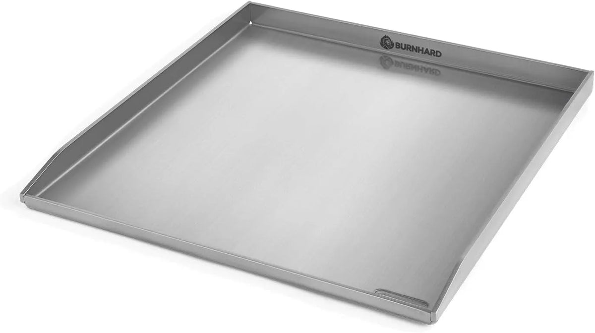 Gasgrill, Maße 42,5 x 39,6 x 3 cm, BURNHARD Plancha Grillplatte Edelstahl für EARL Serie, spülmaschinenfest, Deutsche Marke